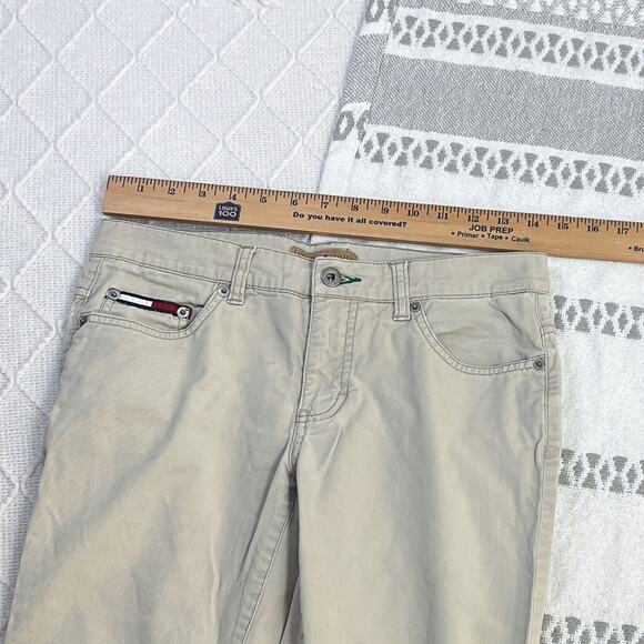 Tommy Jeans Junior's 5 Beige Bootcut Khakis Pants Low Rise Stretch Y2K Style - Picture 8 of 13